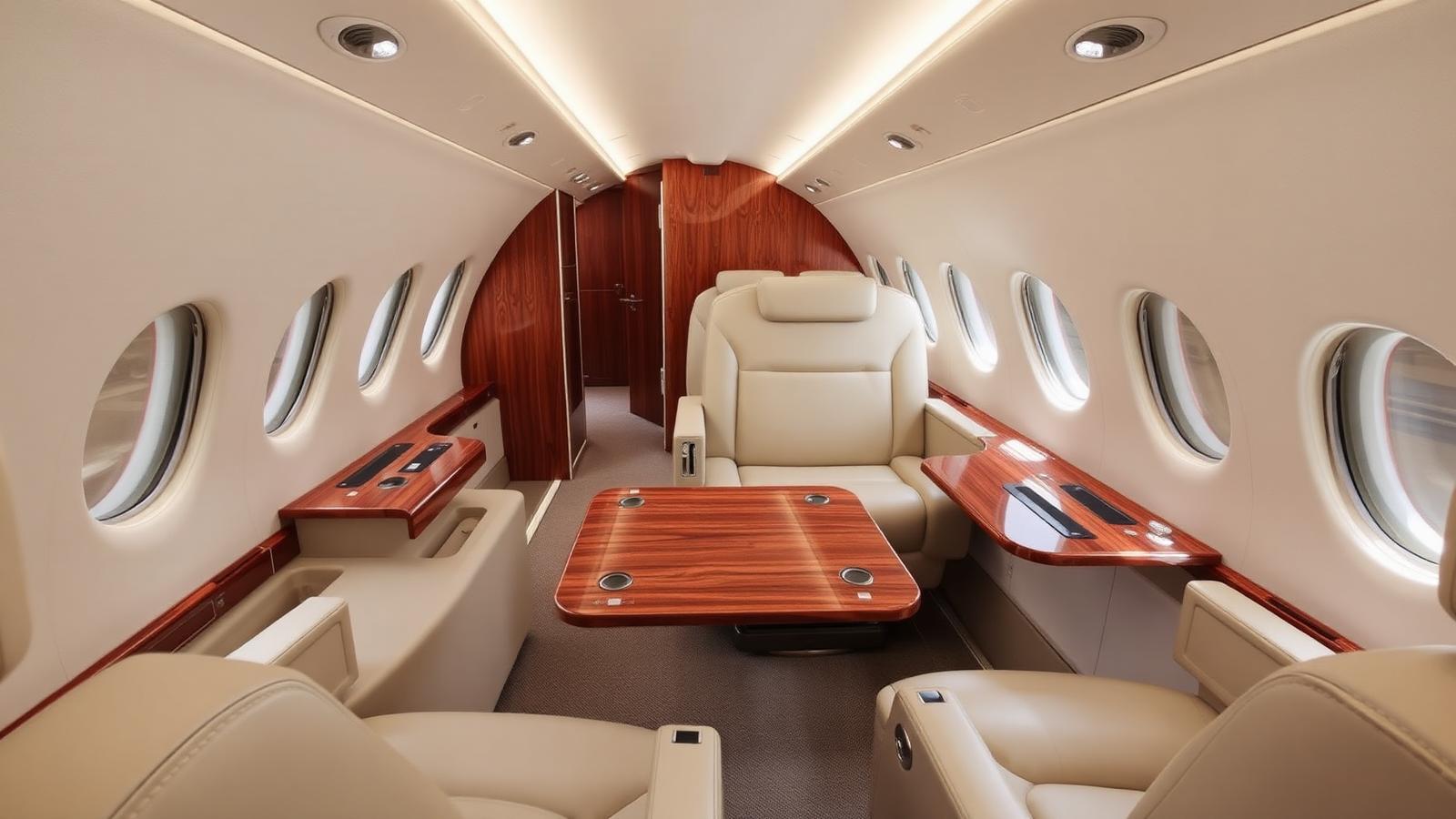 Private jet cabin interior